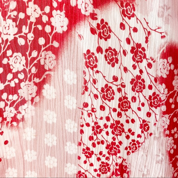 Red Floral Button Front Midi Skirt - Picture 9 of 9